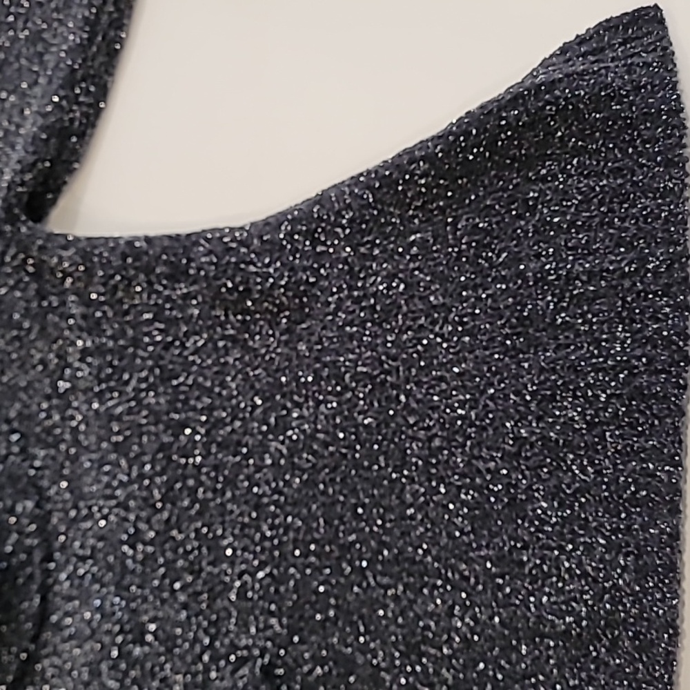 White House Black Market Metallic Thread Cowl Neck Sweater Black Silver Small - Picture 10 of 14